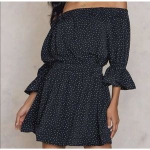 Toby Heart Ginger Sz Large All of the Stars Mini Off Shoulder Flare Sleeve Dress